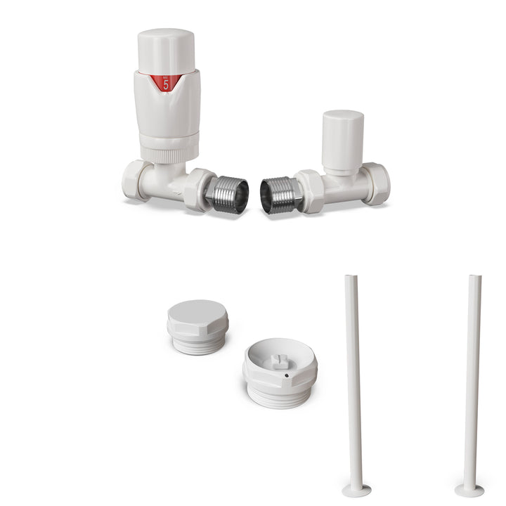 Stirling Bold - Thermostatic Radiator Valve & Accessory Kit - White Straight 15mm