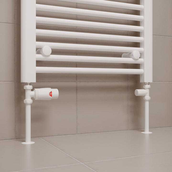 Stirling Bold White Thermostatic Radiator Valve & Lockshield – Straight 10mm TRV Pair