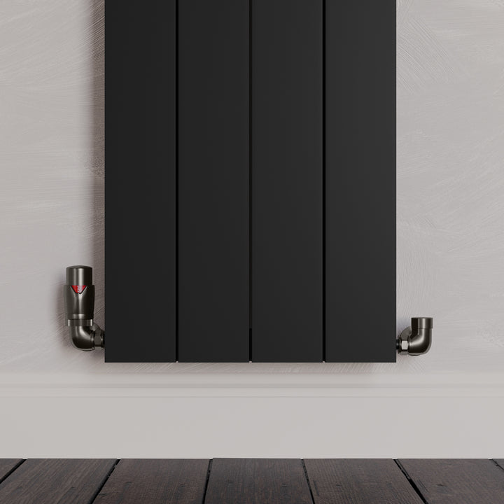 Stirling Bold - Pewter Thermostatic Radiator Valve & Lockshield Corner 8mm