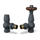 Stirling Traditional - Anthracite Thermostatic Radiator Valve & Lockshield Angled 15mm