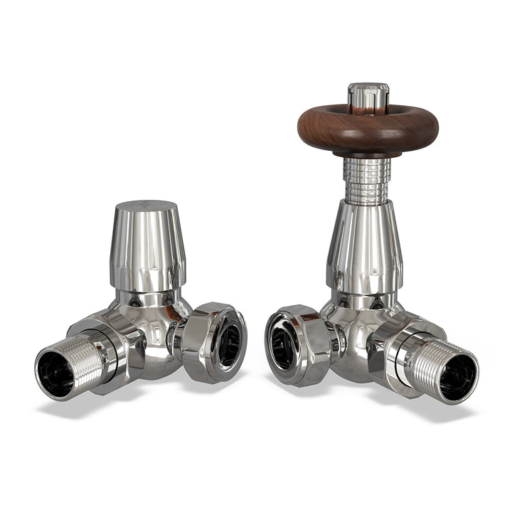 Stirling Traditional - Chrome Thermostatic Radiator Valve & Lockshield Corner 15mm