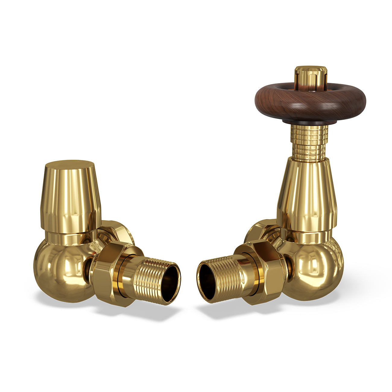 Stirling Traditional - Polished Brass Thermostatic Radiator Valve & Lockshield Corner 15mm