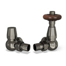 Stirling Traditional - Pewter Thermostatic Radiator Valve & Lockshield Corner 15mm