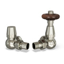 Stirling Traditional - Silver Nickel Thermostatic Radiator Valve & Lockshield Corner 15mm