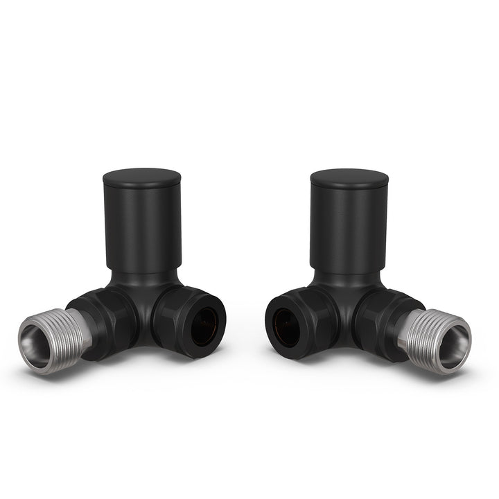 Round - Black Radiator Valves Corner 10mm