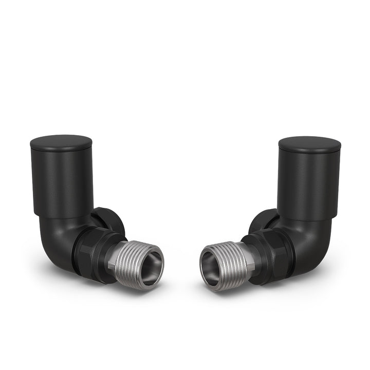 Round - Black Radiator Valves Corner 10mm