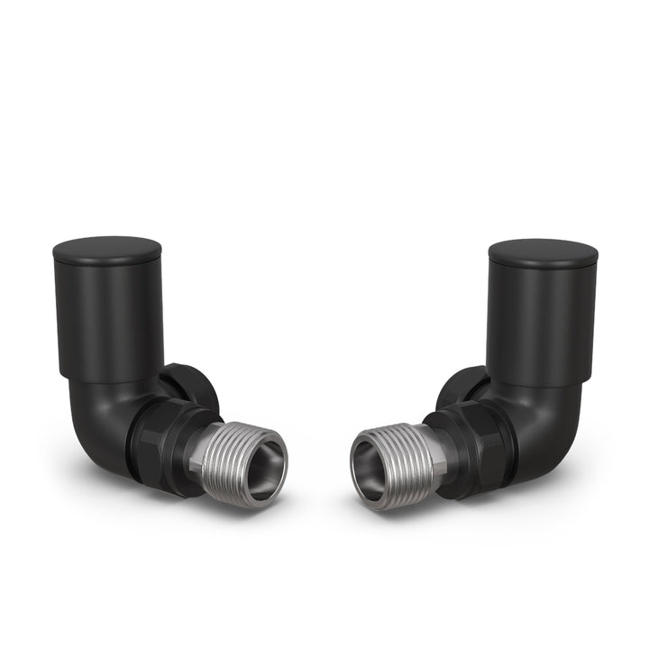 Round - Black Radiator Valves Corner 15mm