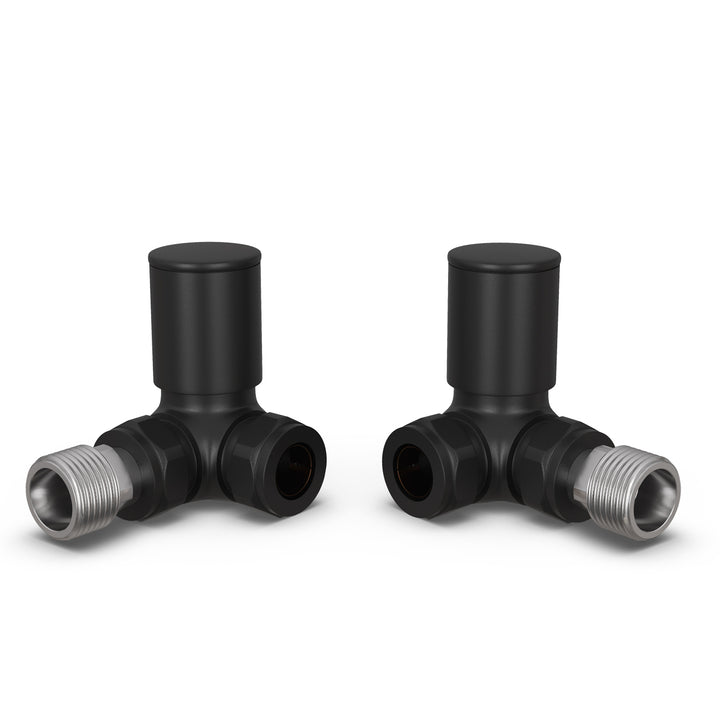 Round - Black Radiator Valves Corner 15mm