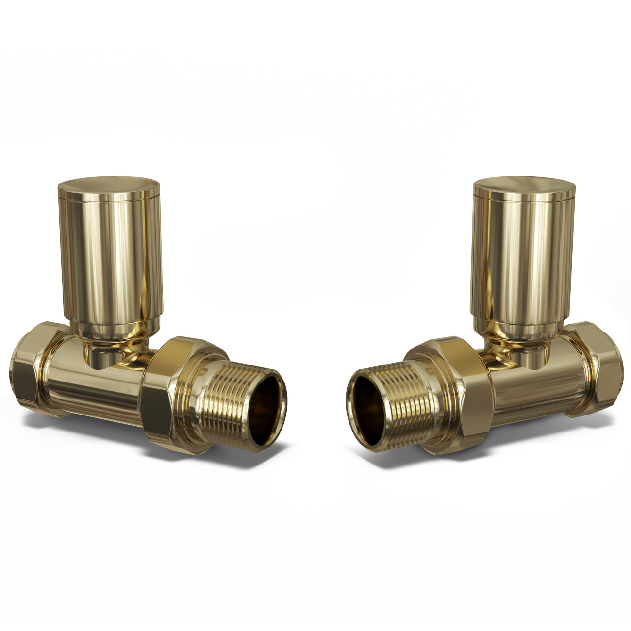 Round - Polished Brass Radiator Valves Straight 15mm