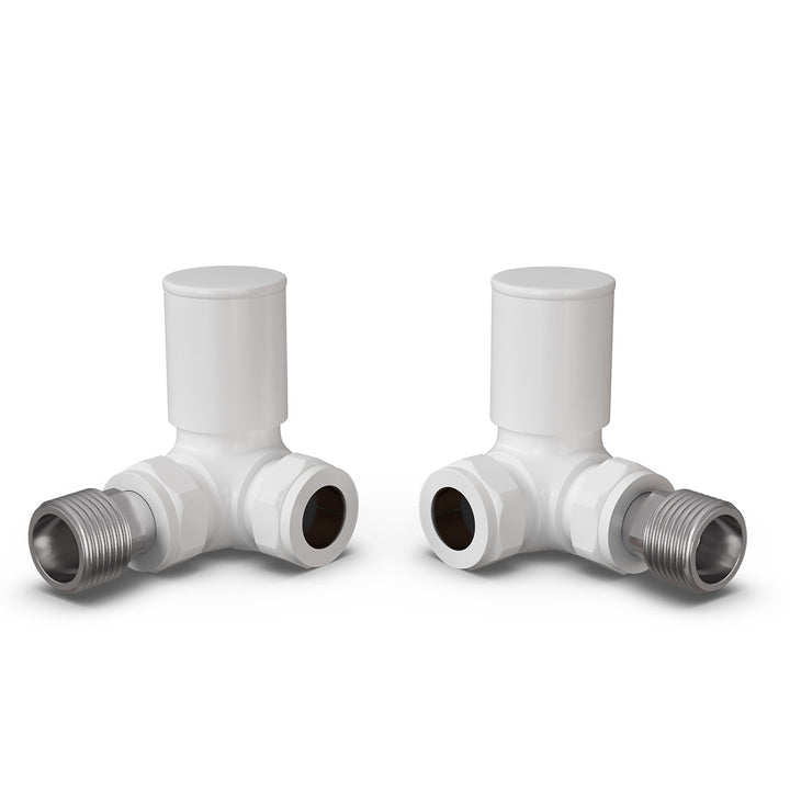 Round - White Radiator Valves Corner 15mm