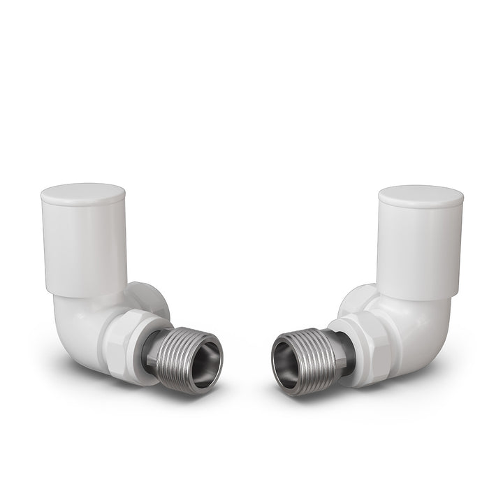 Round - White Radiator Valves Corner 15mm