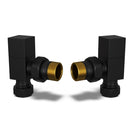Square - Black Radiator Valves Angled 15mm