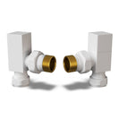 Square - White Radiator Valves Angled 15mm