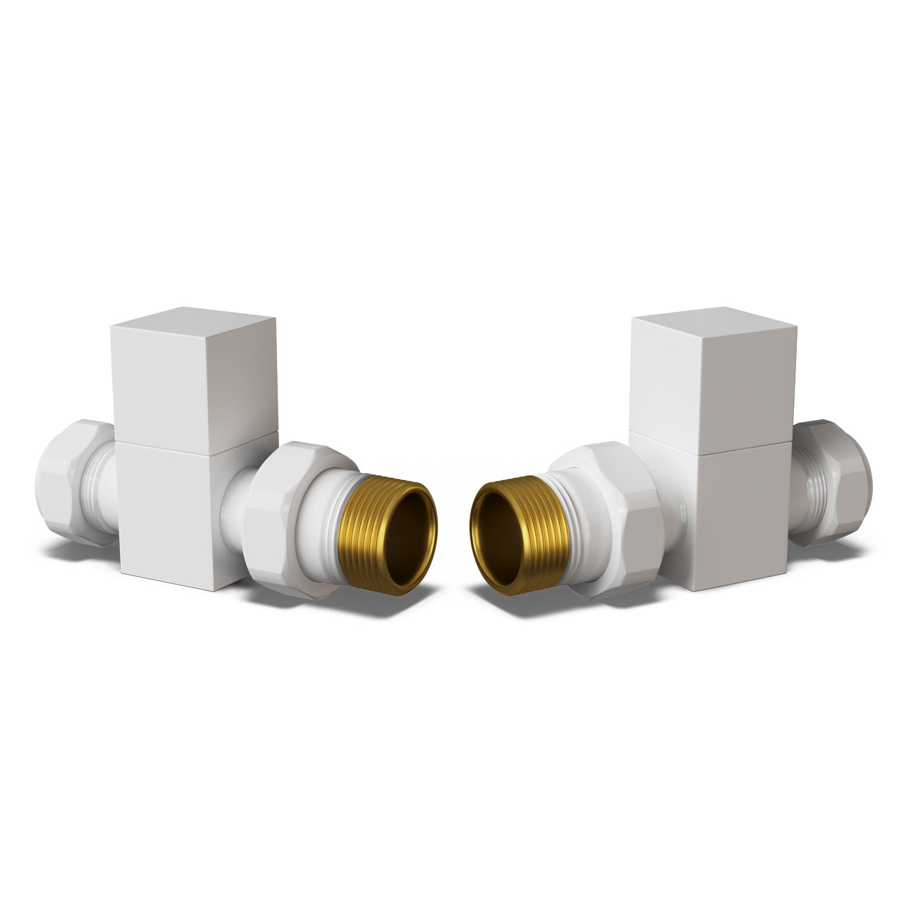 Square - White Radiator Valves Straight 15mm
