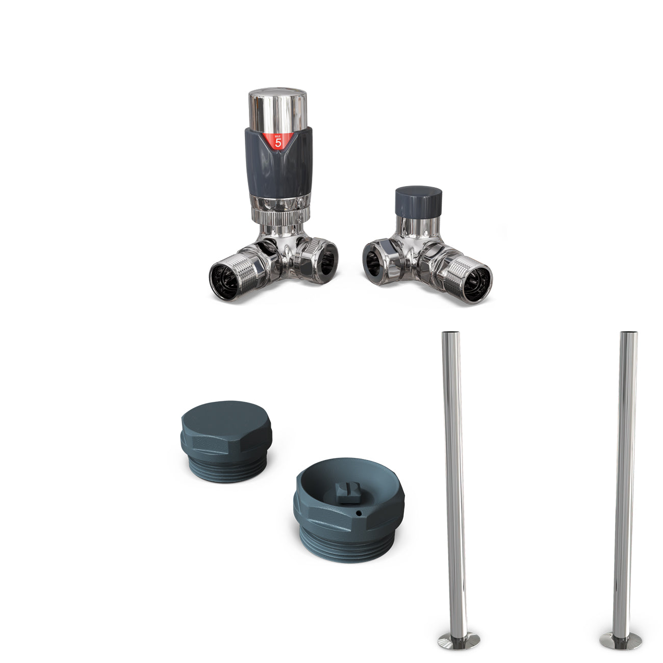 Talus Bold - Thermostatic Radiator Valve & Accessory Kit - Anthracite Corner 15mm