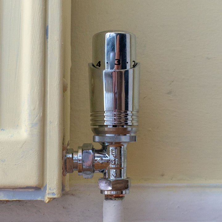 Talus Bold - Chrome Thermostatic Radiator Valve & Lockshield Angled 8mm