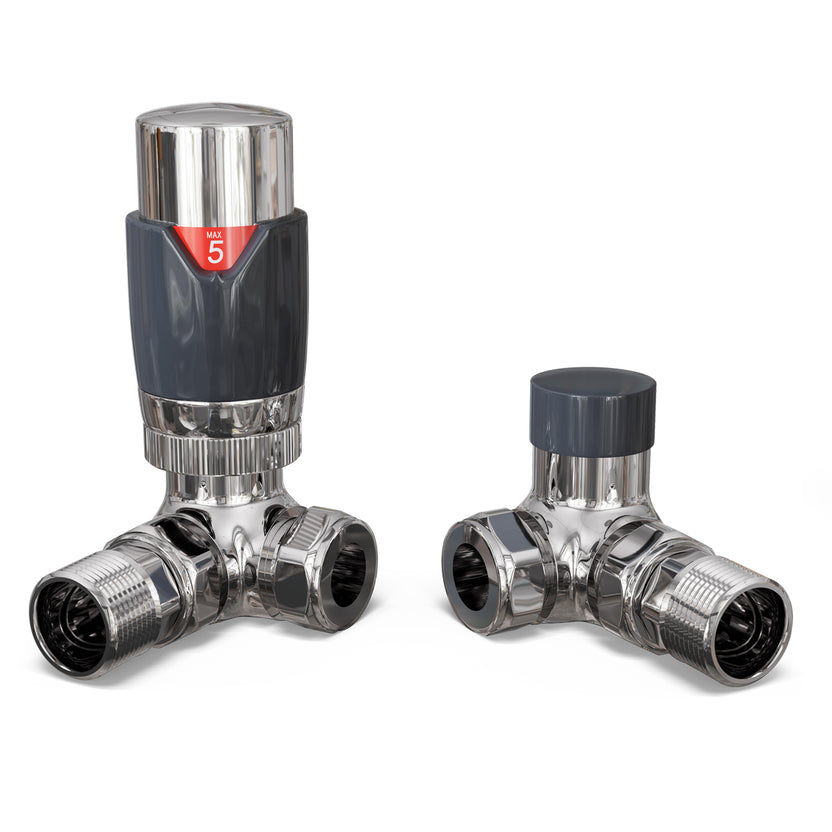 Anthracite Thermostatic Radiator Valve Corner - Talus Flair | UK Radiators