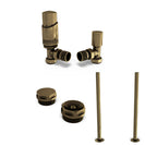 Talus Bold - Antique Brass Thermostatic Radiator Valve & Installation Kit Angled 15mm