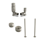 Talus Bold - Silver Nickel Thermostatic Radiator Valve & Lockshield Angled Installation Kit 15mm
