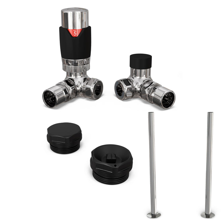 Talus Bold - Thermostatic Radiator Valve & Accessory Kit - Black Corner 15mm