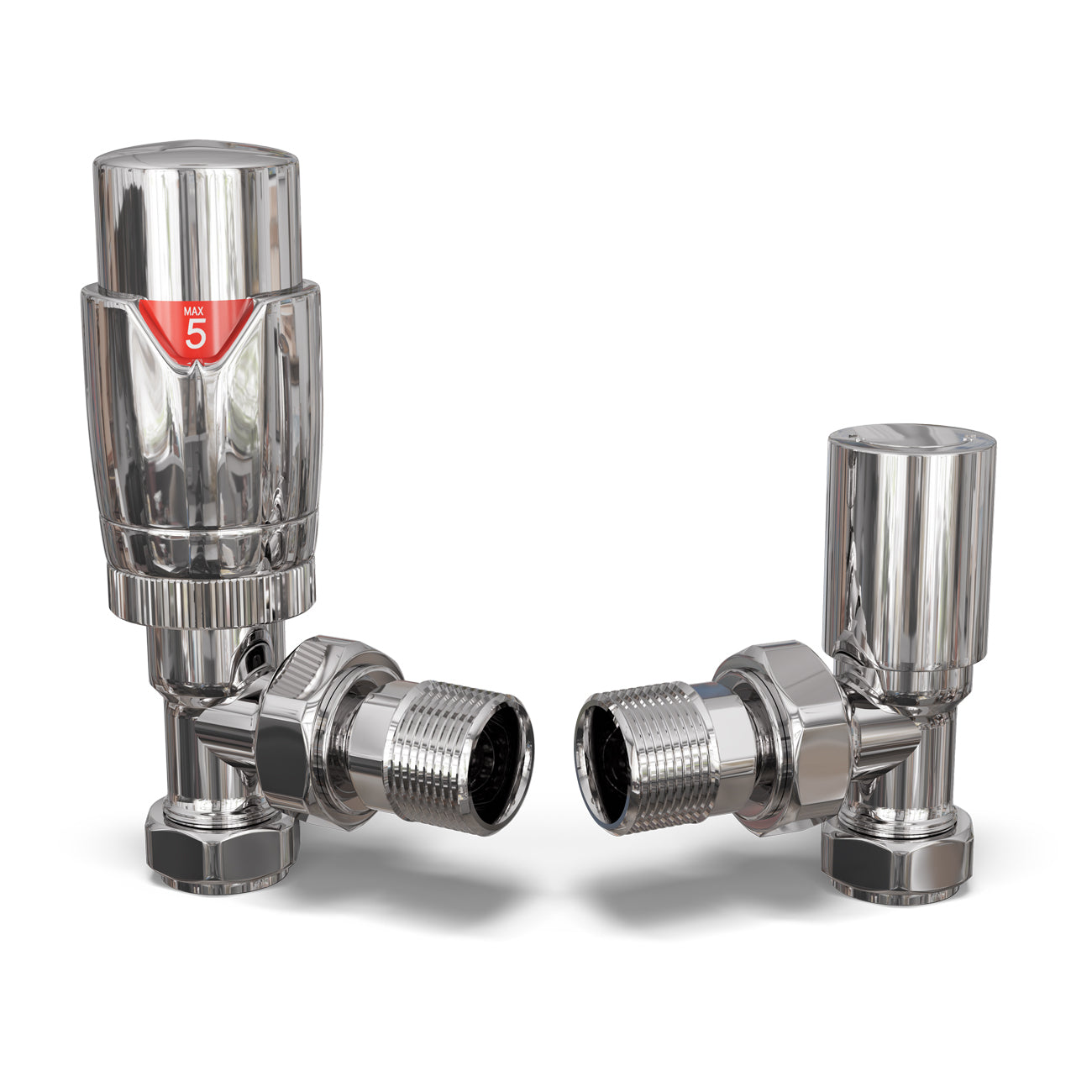 Talus Flair - Chrome Thermostatic Radiator Valve & Lockshield Angled 15mm