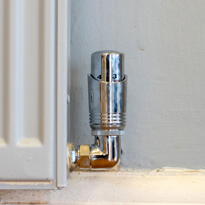 Talus Bold - Chrome Thermostatic Radiator Valve & Lockshield Corner 8mm