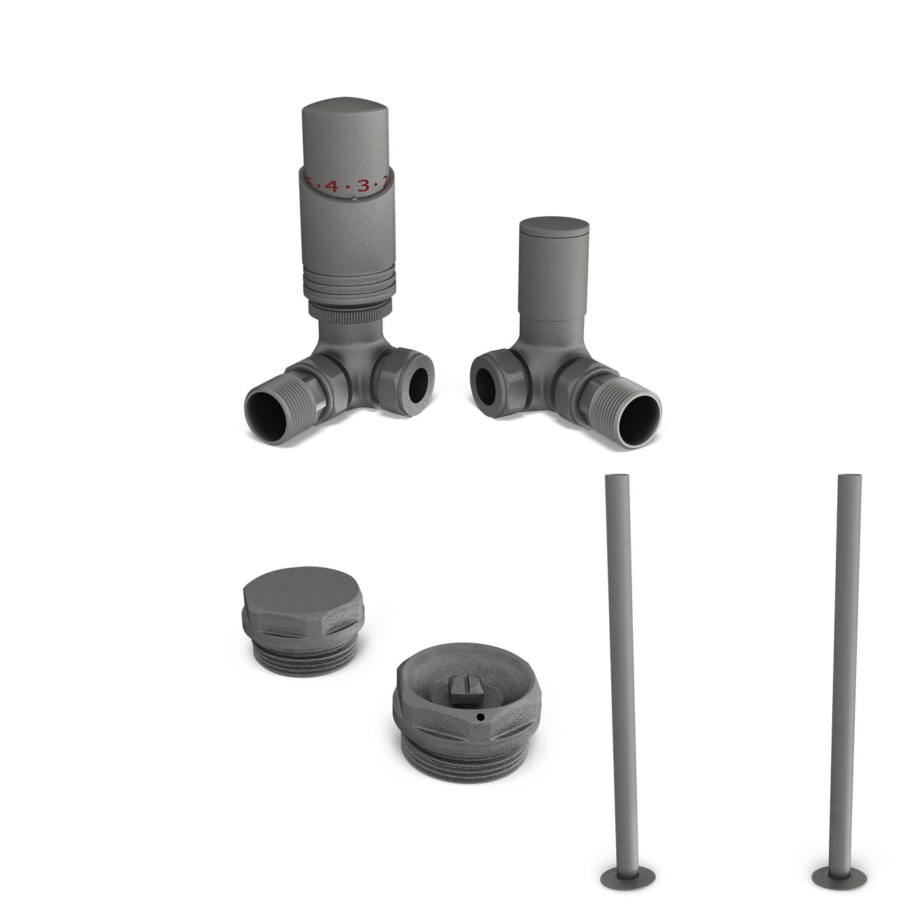 Talus Bold - Thermostatic Radiator Valve & Accessory Kit - Natural Pewter Corner 15mm