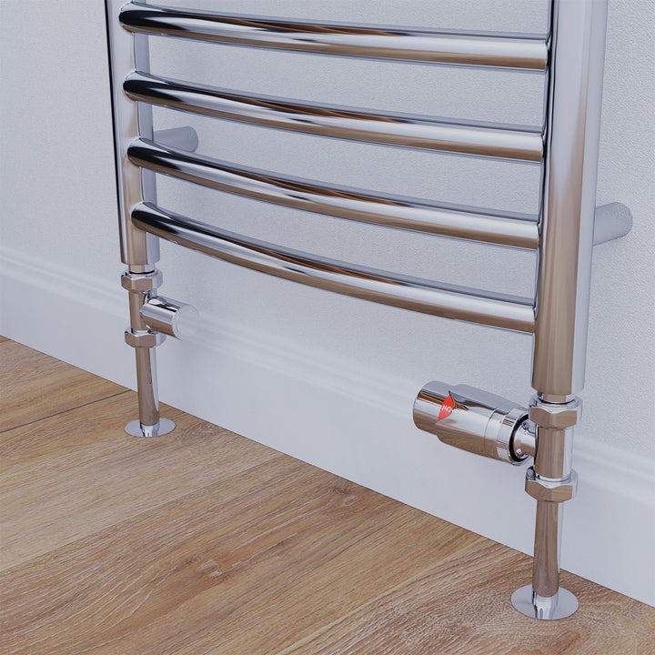 Talus Flair - Chrome Thermostatic Radiator Valve & Lockshield Straight Installation Kit 15mm