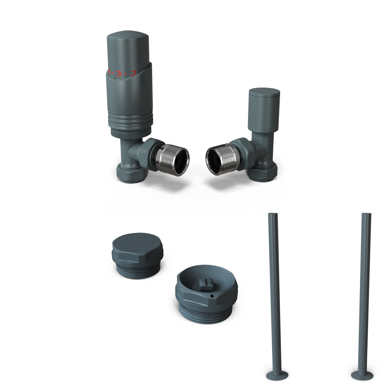 Talus Bold - Anthracite Thermostatic Radiator Valve & Installation Kit Angled 15mm