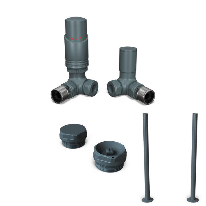 Talus Bold - Anthracite Thermostatic Radiator Valve & Installation Kit Corner 15mm