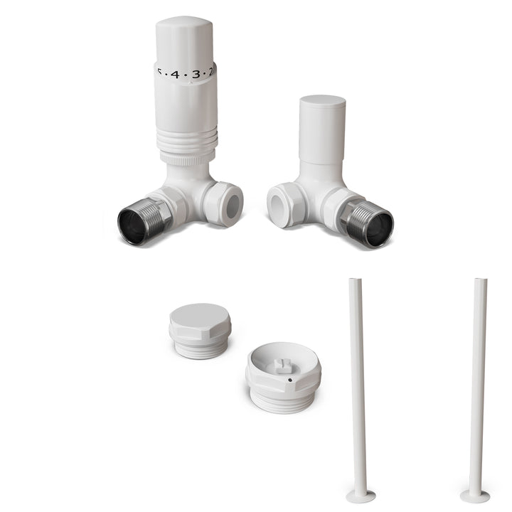 Talus Bold - White Thermostatic Radiator Valve & Installation Kit Corner 15mm