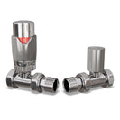 Talus Flair - Silver Thermostatic Radiator Valve & Lockshield Straight 15mm