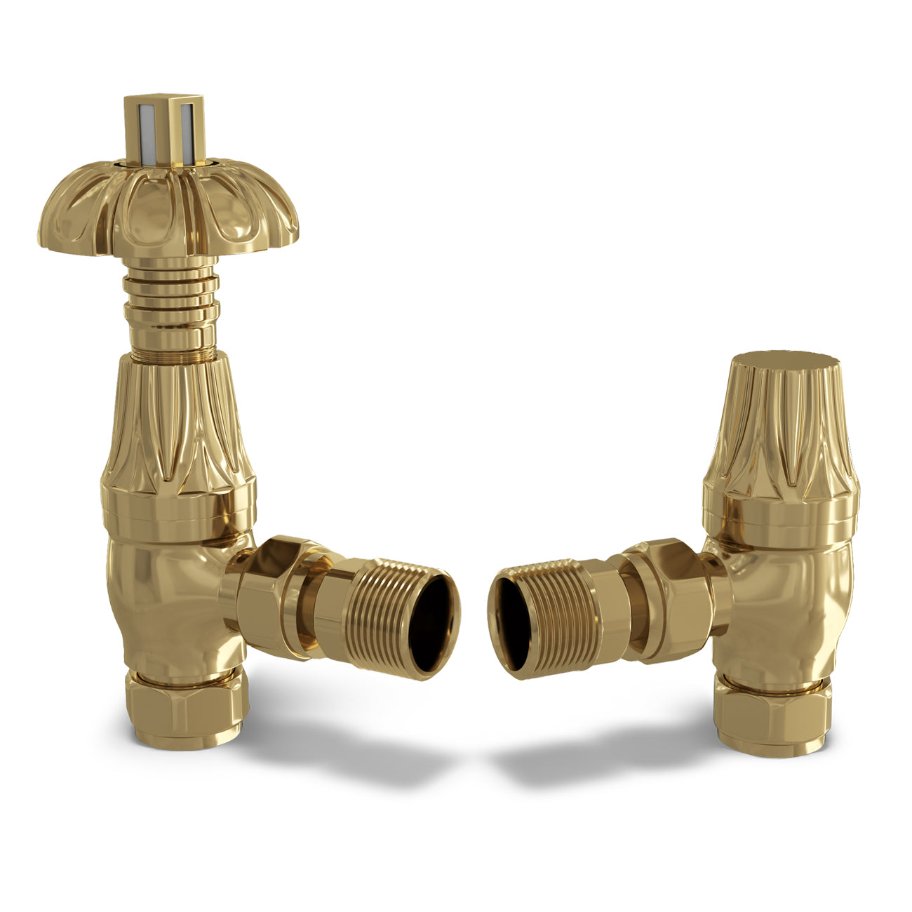 Polished Brass Thermostatic Radiator Valves Angled - Signature Metal ...