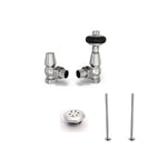 Signature Wooden Head - Thermostatic Radiator Valve & Installation Kit - Chrome Angled 15mm
