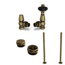 Signature Wooden Head - Thermostatic Radiator Valve & Accessory Kit - Antique Brass Angled 15mm