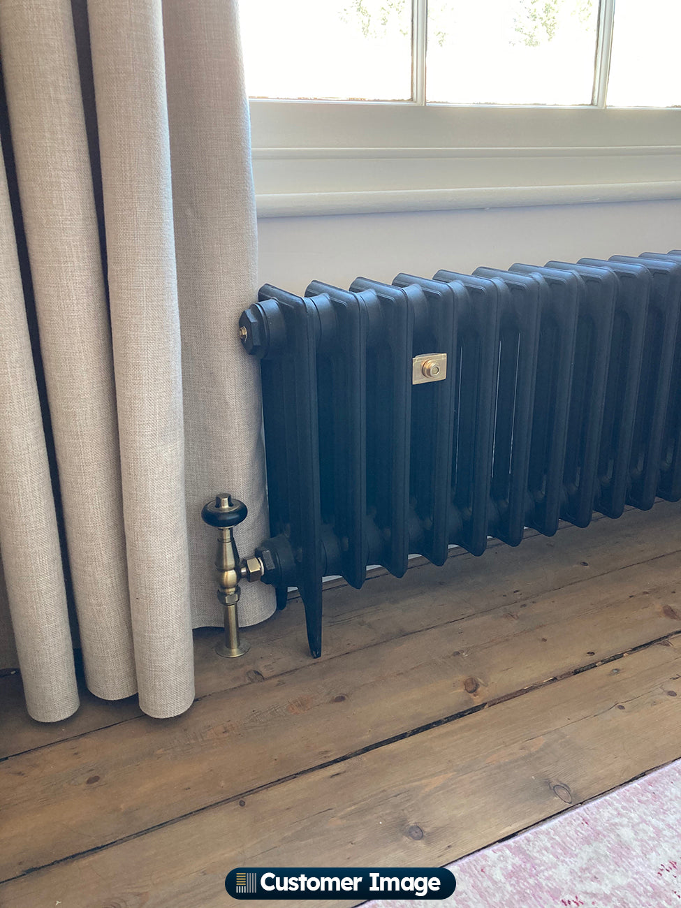 Trad Box Radiator Antique Brass Thermostatic Radiator Valves Angled - Signature Wooden ...