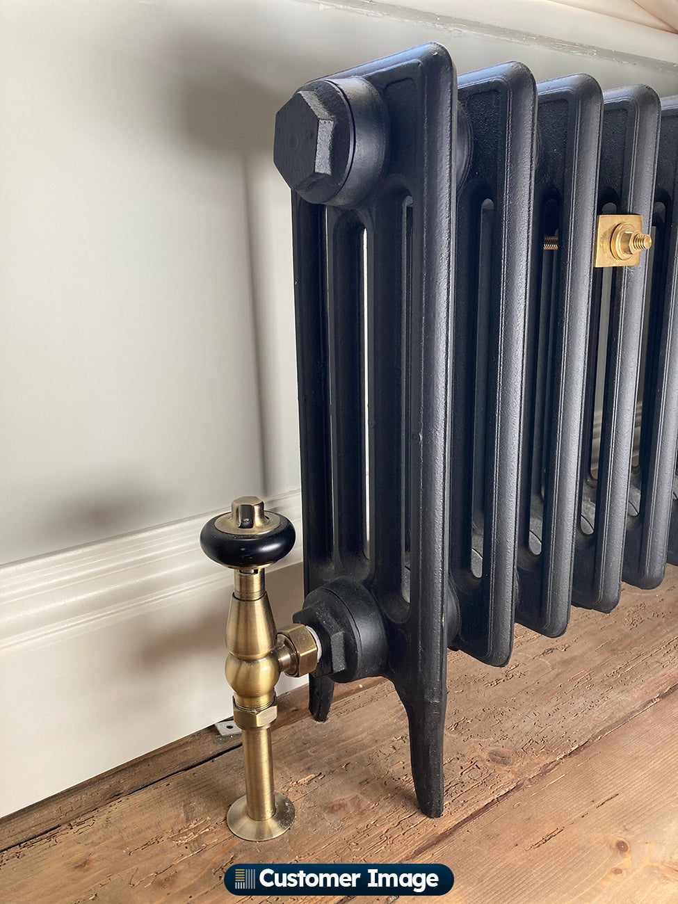 Trad Box Radiator Antique Brass Thermostatic Radiator Valves Angled - Signature Wooden ...