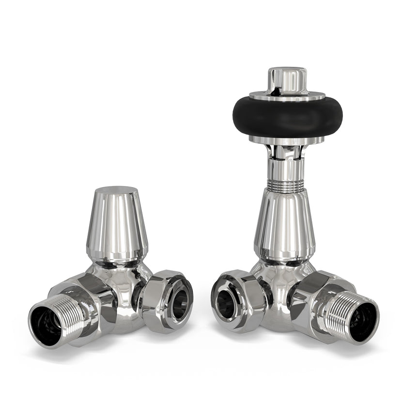 Chrome Thermostatic Radiator Valves Corner - Signature Wooden Head | UK ...
