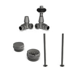 Signature Wooden Head - Thermostatic Radiator Valve & Accessory Kit - Natural Pewter Corner 15mm