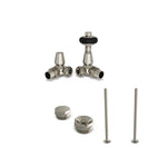 Signature Wooden Head - Thermostatic Radiator Valve & Installation Kit - Silver Nickel Corner 15mm
