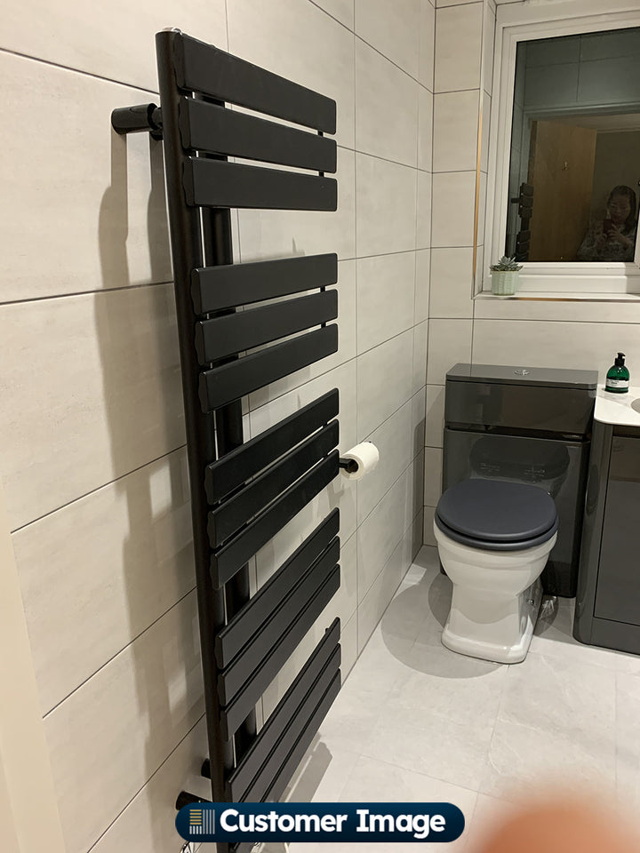 Tristan - Black Dual Fuel Towel Rail H1292mm x W500mm Standard