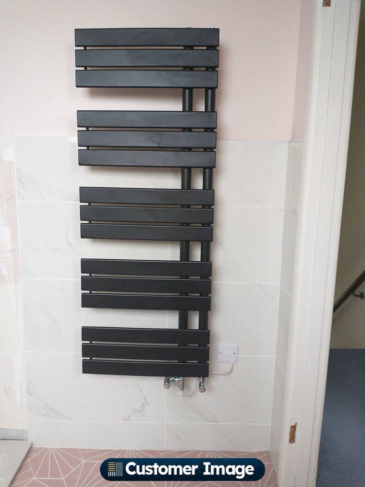 Tristan - Black Dual Fuel Towel Rail H1292mm x W500mm Standard