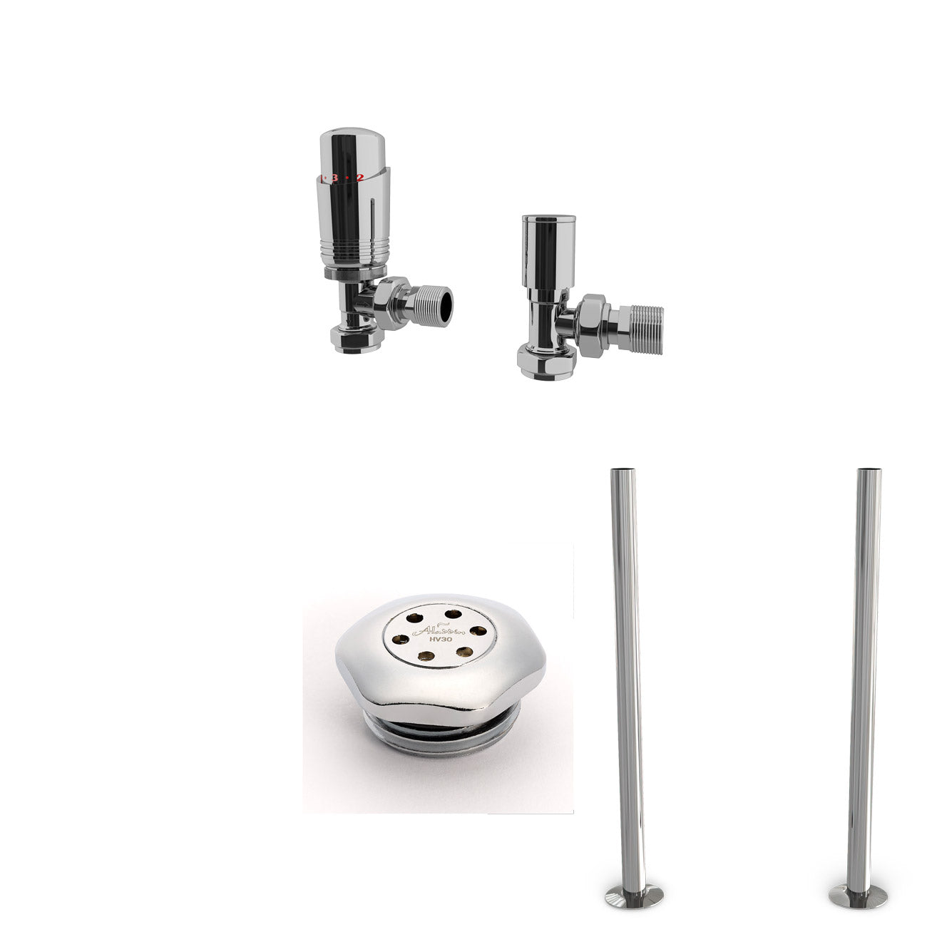 Talus Bold - Thermostatic Radiator Valve & Accessory Kit - Chrome Angled 15mm