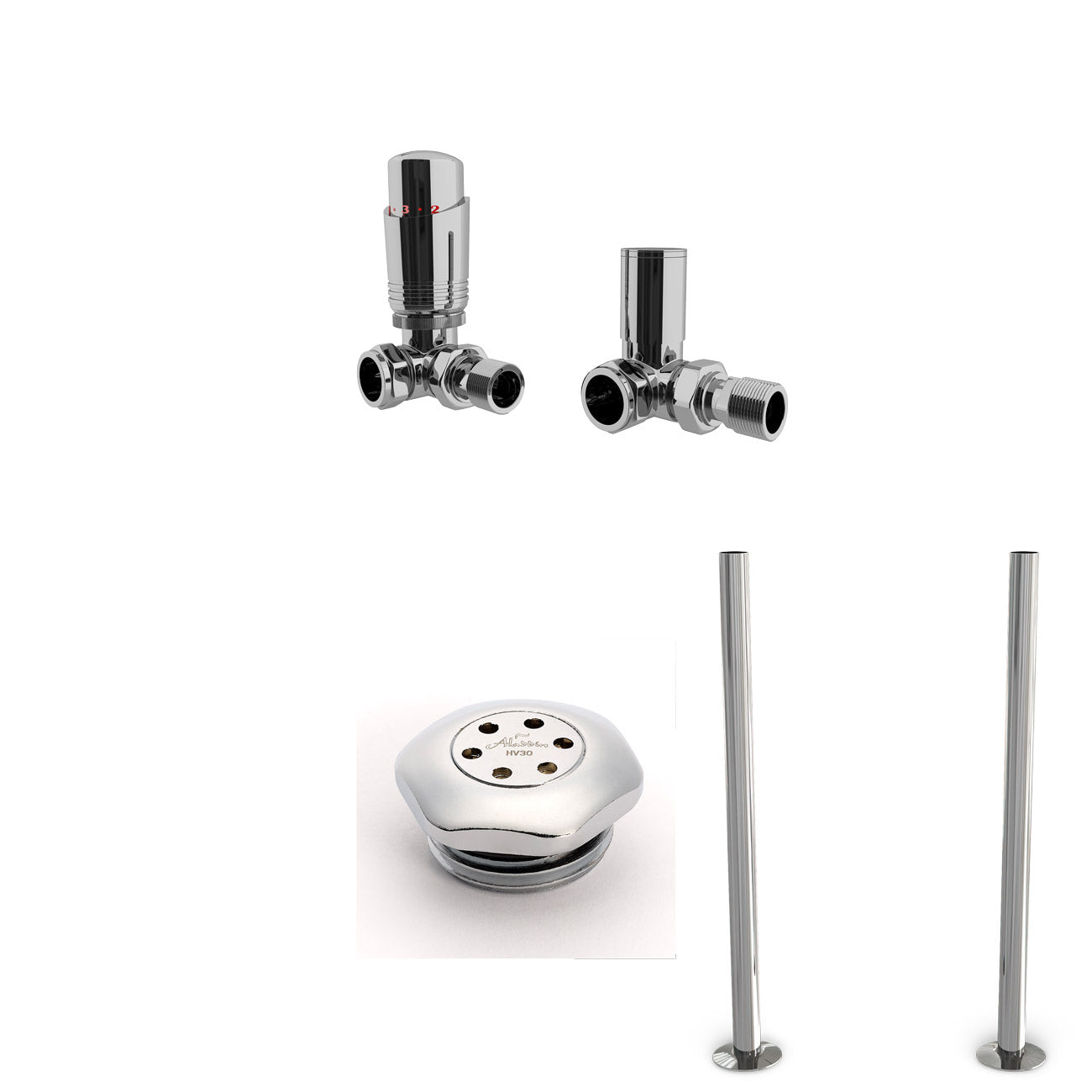 Talus Bold - Thermostatic Radiator Valve & Accessory Kit - Chrome Corner 15mm