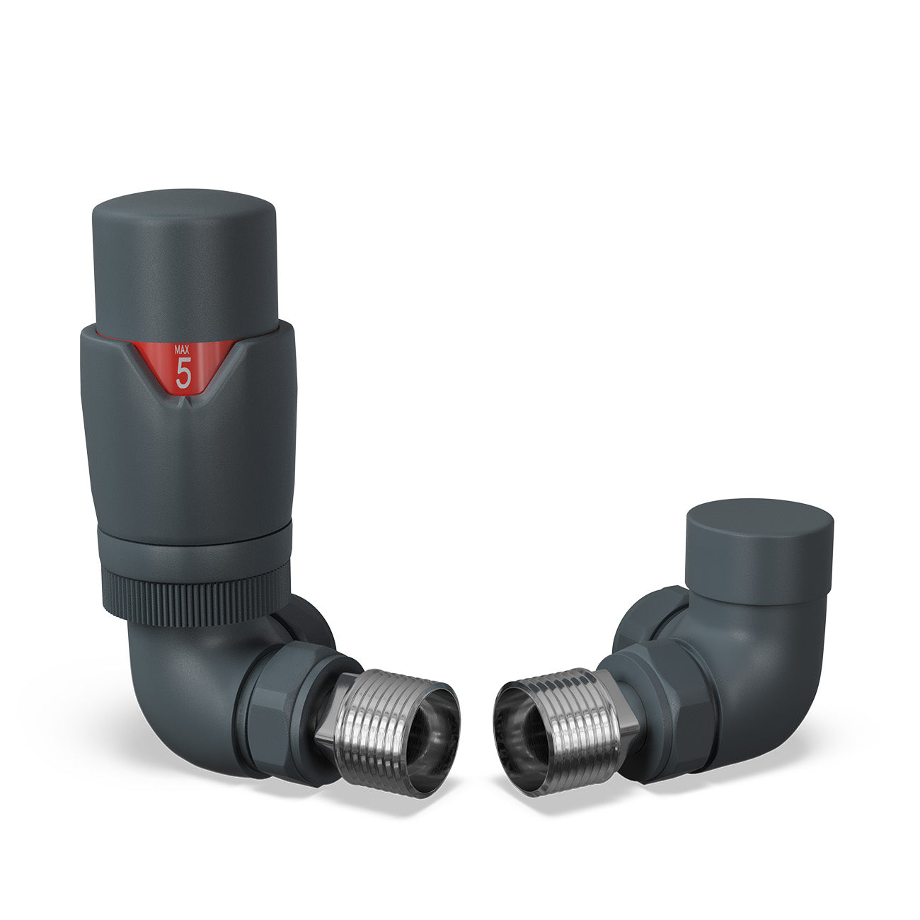 Stirling Bold - Anthracite Thermostatic Radiator Valve & Lockshield Corner 15mm