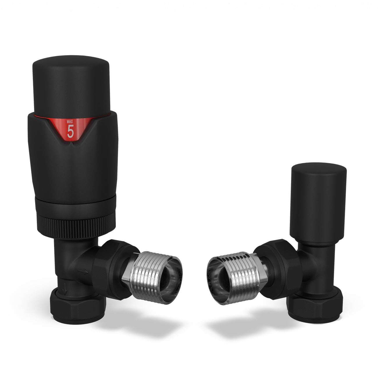Stirling Bold - Black Thermostatic Radiator Valve & Lockshield Angled 8mm