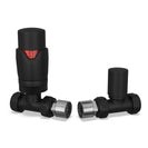 Stirling Bold - Black Thermostatic Radiator Valve & Lockshield Straight 15mm