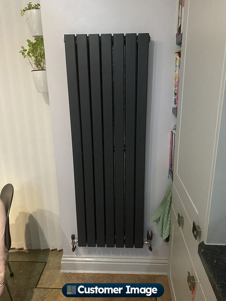 Typhoon - Anthracite Designer Radiator H1400mm x W476mm Double Panel - Feet Included