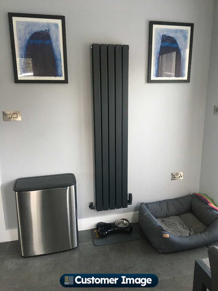 Typhoon - Anthracite Designer Radiator H1600mm x W340mm Double Panel - Feet Included