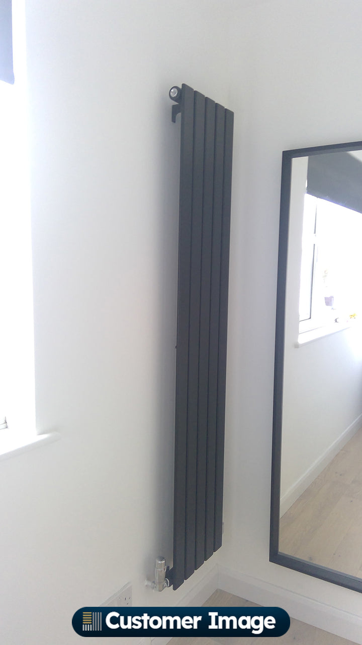 Typhoon - Black Designer Radiator H1600mm x W340mm Single Panel - Feet Included